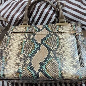 Henri Bendel Snakeskin Satchel & Wallet Set w/ Dust Bags Gold Hardware